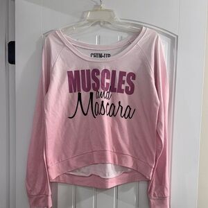 Pink 'Muscles and Mascara' Crop Sweatshirt